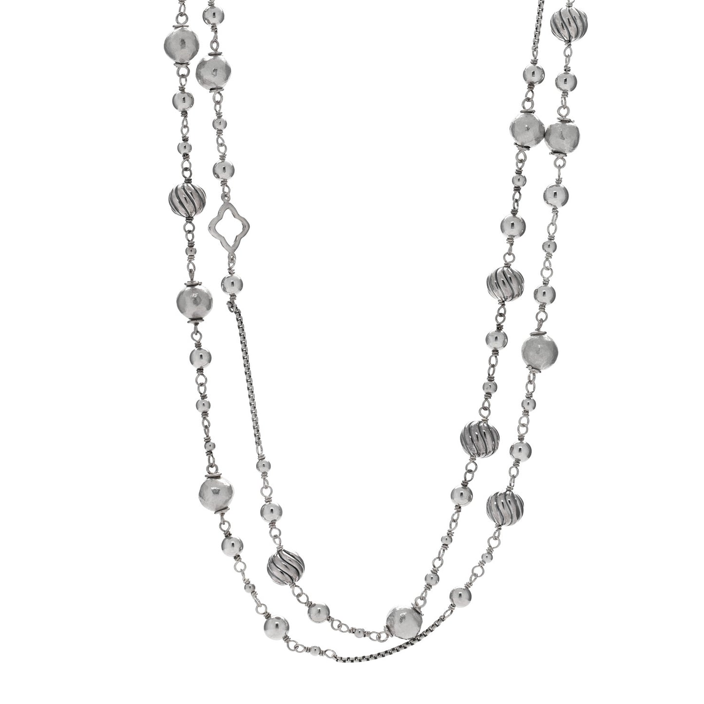 Sterling Silver Quatrefoil Bead Chain Necklace