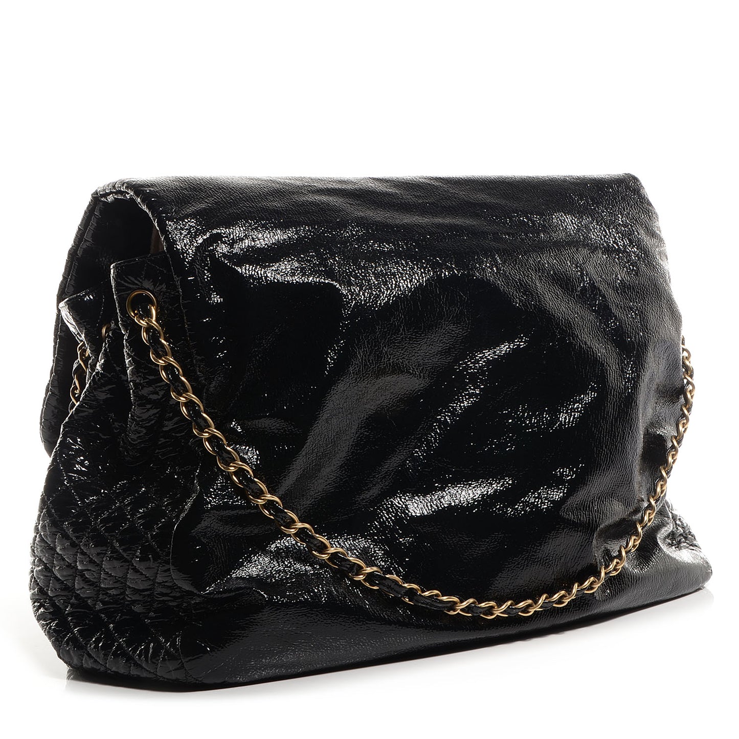 Vinyl Rock and Chain Large Flap Black