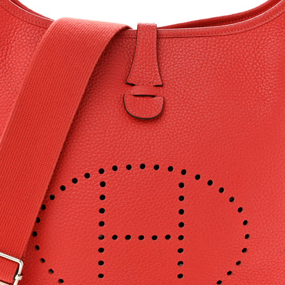 Hermes Taurillon Clemence Evelyne III PM Rouge Pivoine 8 of 15