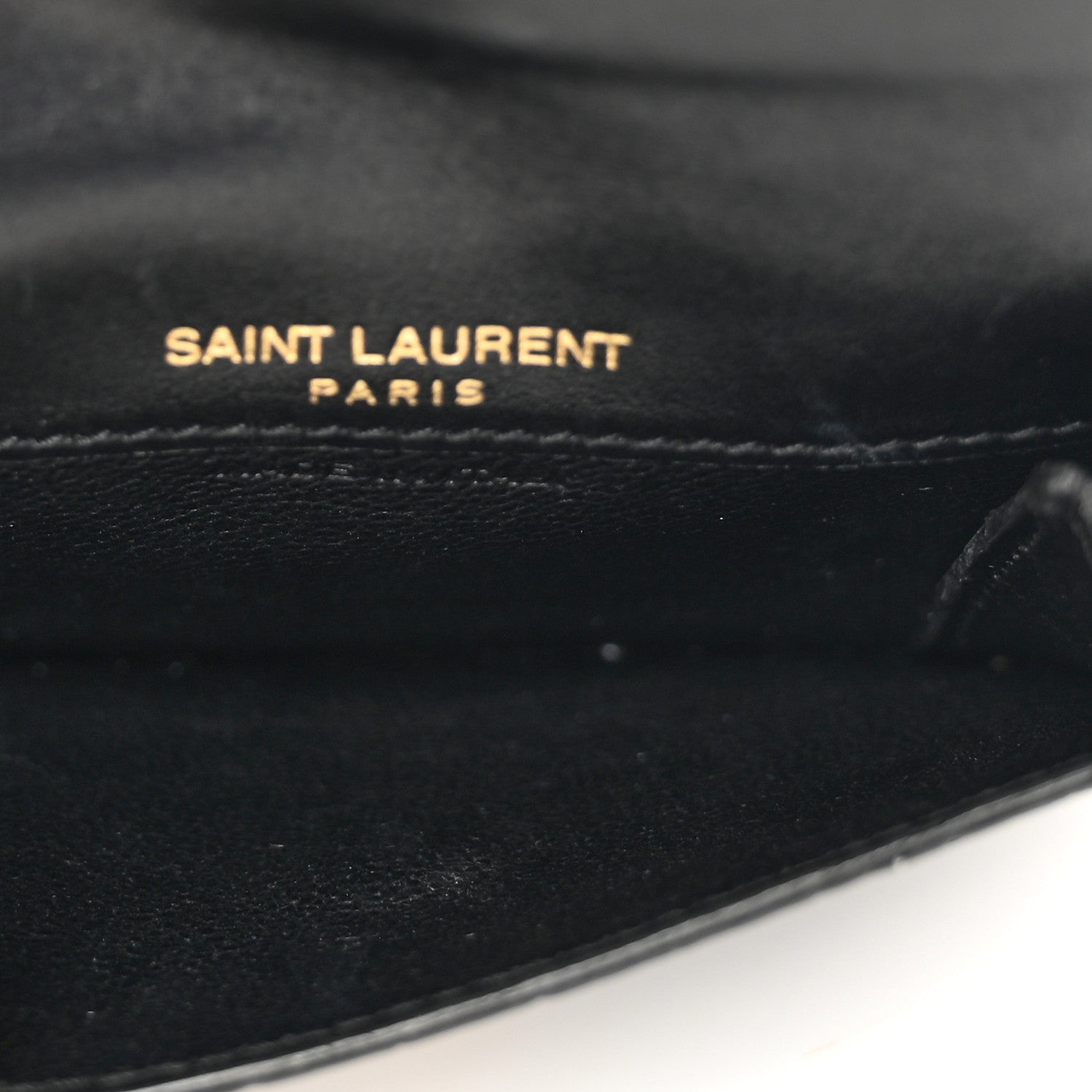 Saint Laurent Calfskin Crocodile Embossed Uptown Monogram Card Case Black 5 of 8