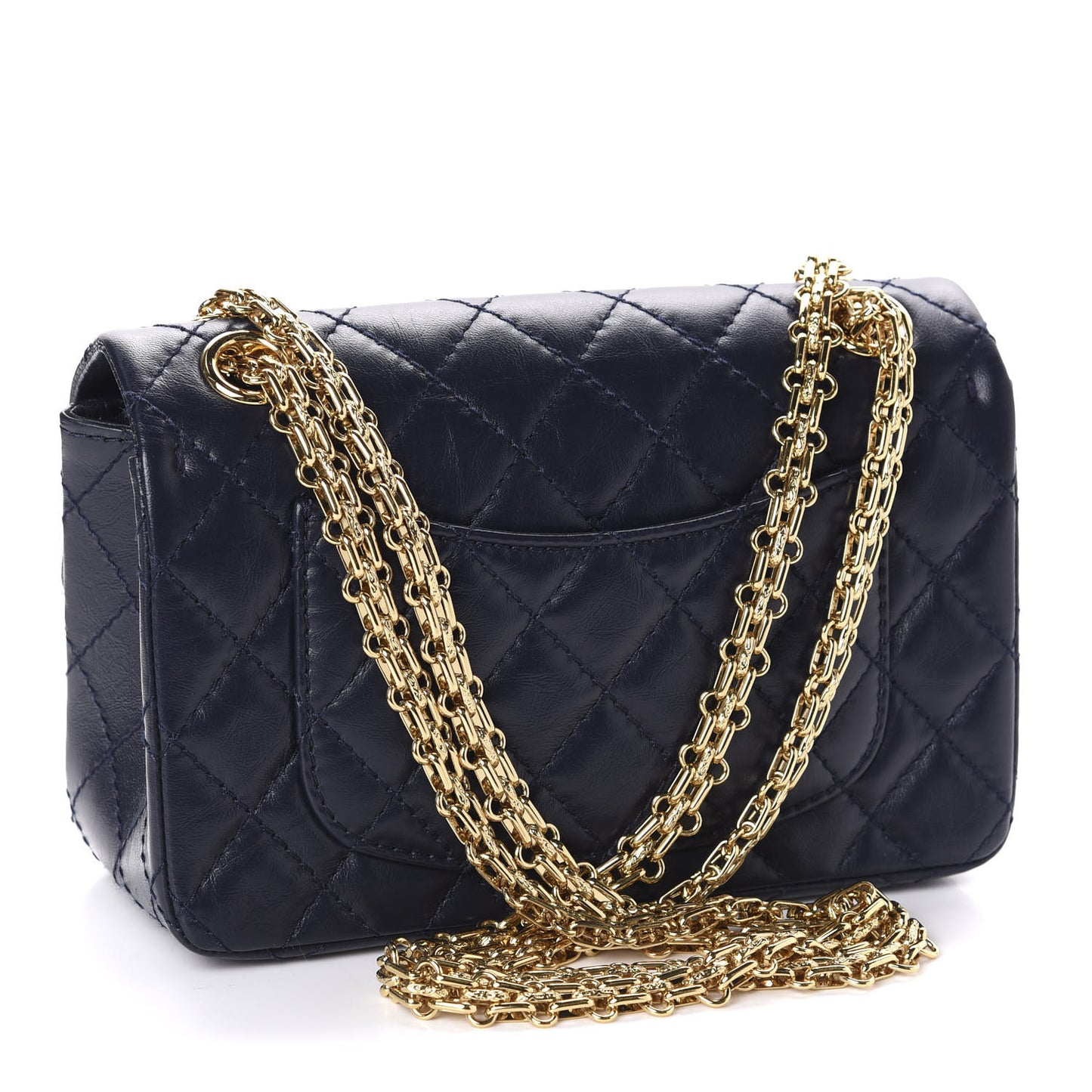 Aged Calfskin Quilted 2.55 Reissue Mini Flap Navy