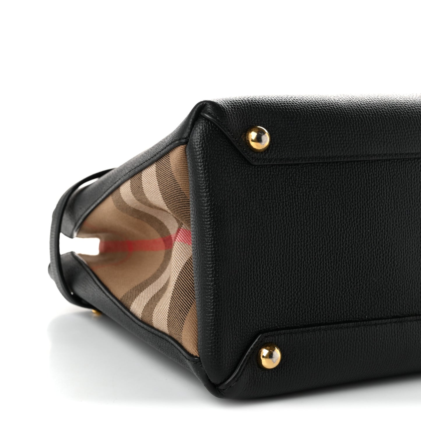 Grainy Calfskin House Check Medium Banner Tote Black