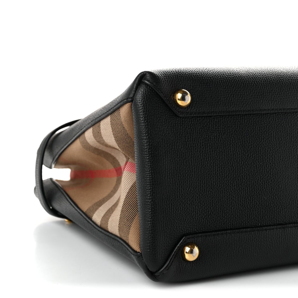 Burberry Grainy Calfskin House Check Medium Banner Tote Black 7 of 8