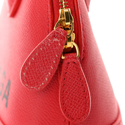 Balenciaga Signature Grained Calfskin Logo XXS Ville Top Handle Bag Rouge Lantern Black 12 of 13