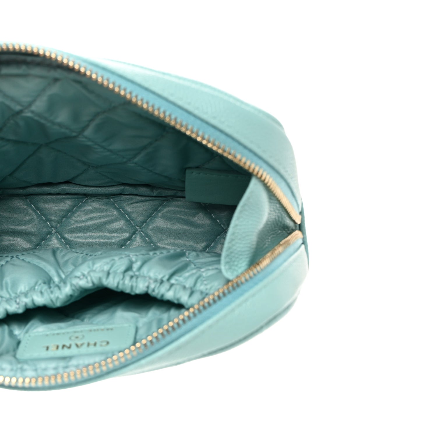 Caviar Quilted Small Curvy Pouch Cosmetic Case Light Blue