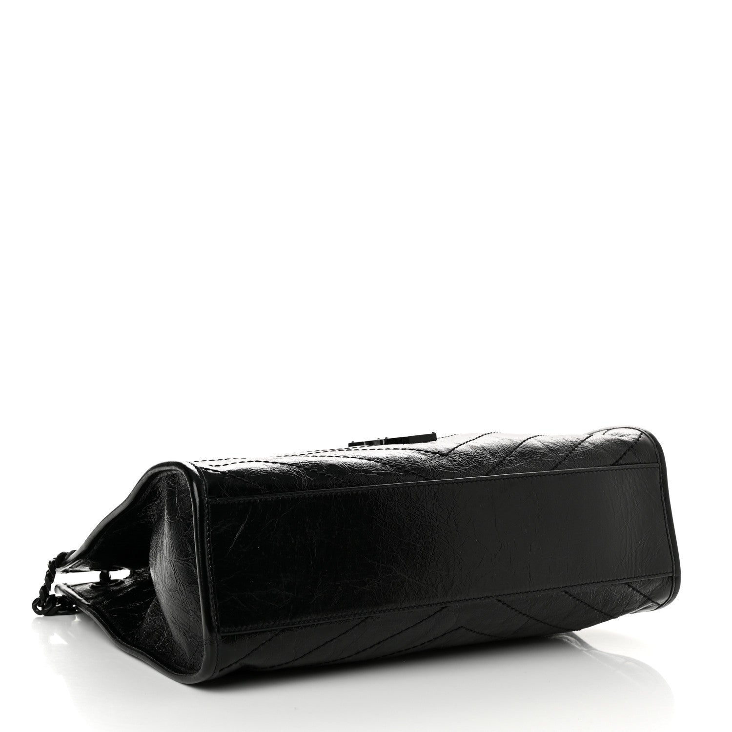 Saint Laurent Crinkled Calfskin Matelasse Monogram Medium Niki Shopper Tote Black 4 of 12