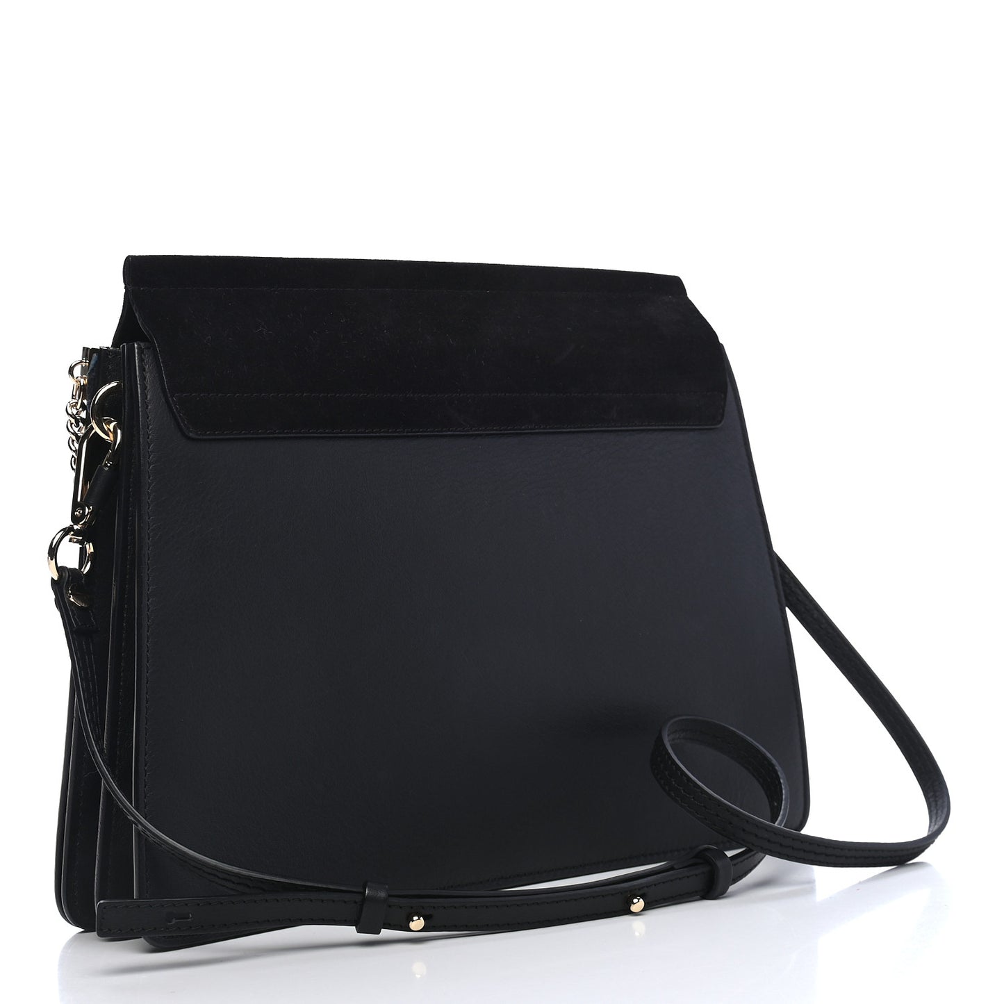 Suede Calfskin Medium Faye Shoulder Bag Black