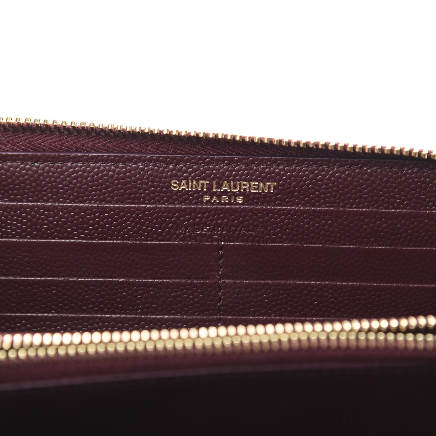 Saint Laurent Grain De Poudre Matelasse Chevron Monogram Zip Around Wallet Rouge Legion 6 of 9