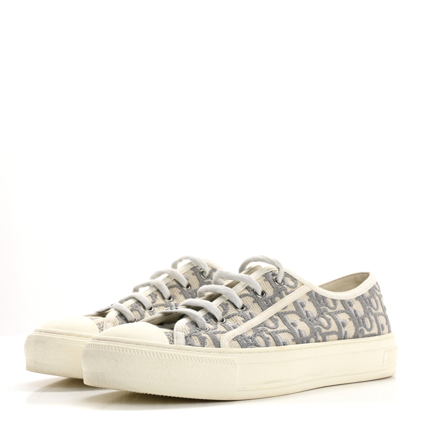 Canvas Oblique Walk'N'Dior Low Top Sneakers 39 Grey Stone