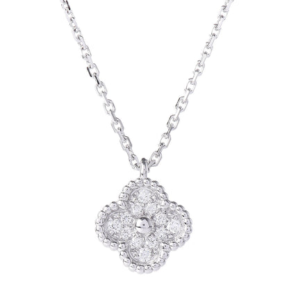 Van Cleef & Arpels 18K White Gold Diamond Sweet Alhambra Pendant Necklace 4 of 8