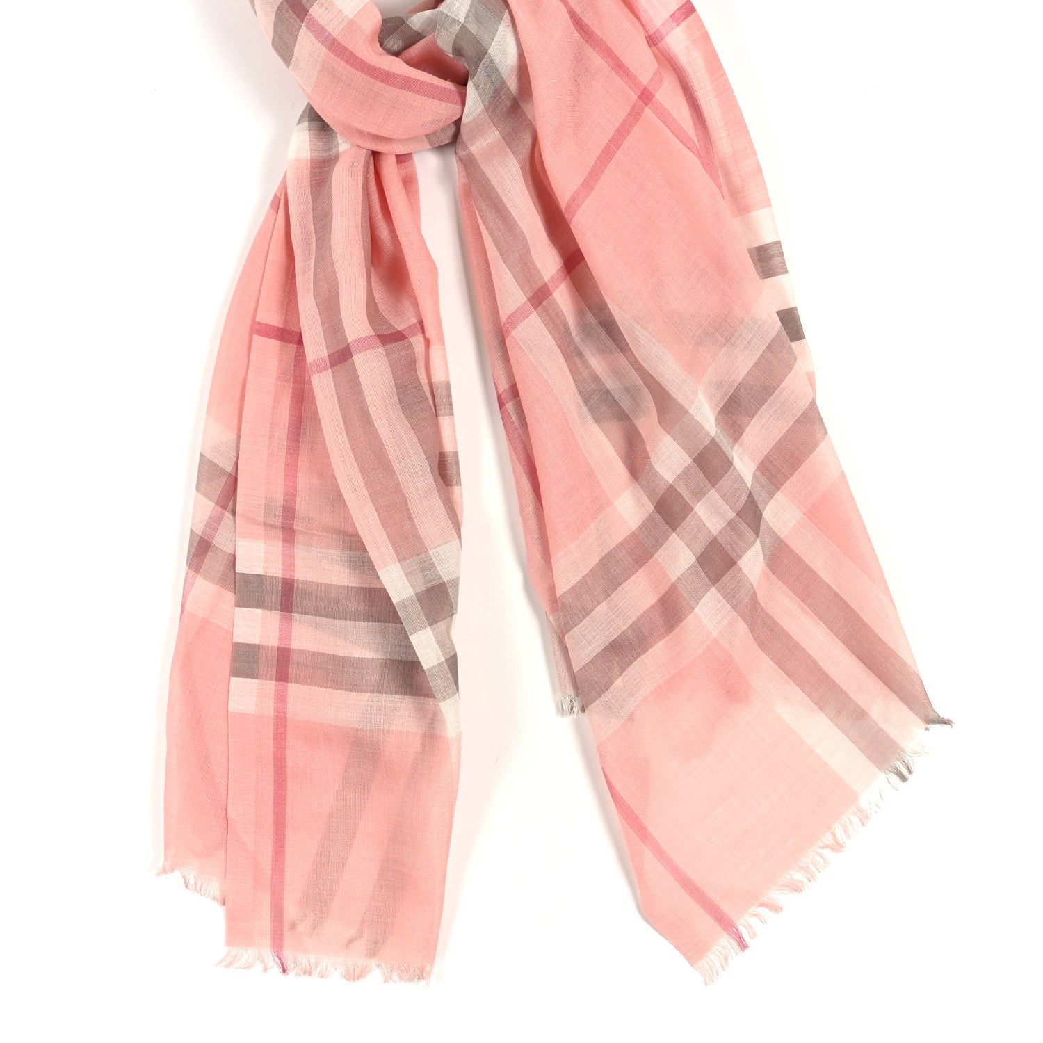 Burberry Silk Wool Gauze Giant Check Scarf Pink 4 of 6