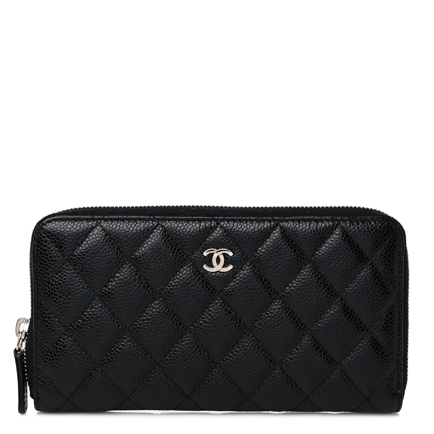 Caviar Quilted Large Gusset Zip Around Wallet Black