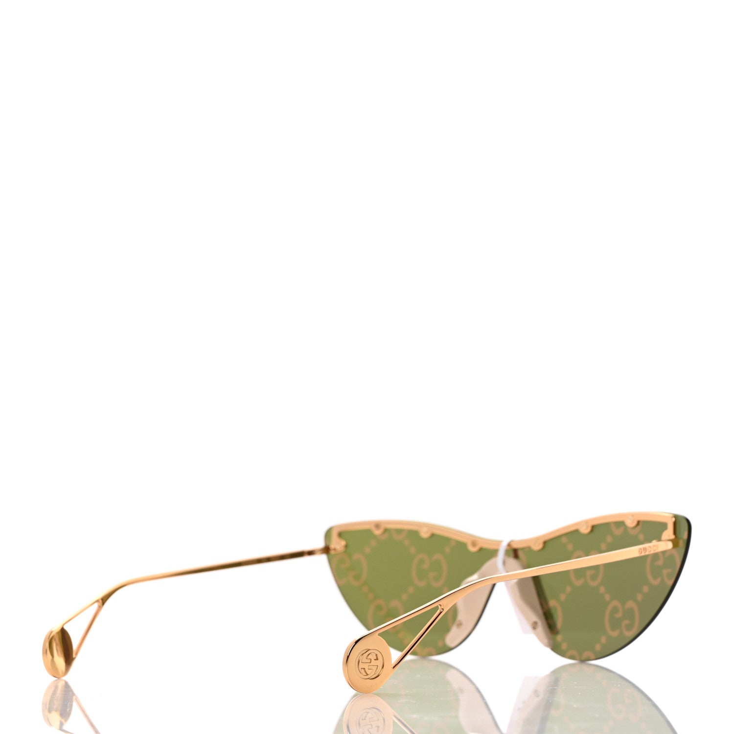 Gucci Metal Rimless Star Studded Monogram 90mm Cat Eye GG0666S Sunglasses Mirror Purple 4 of 8