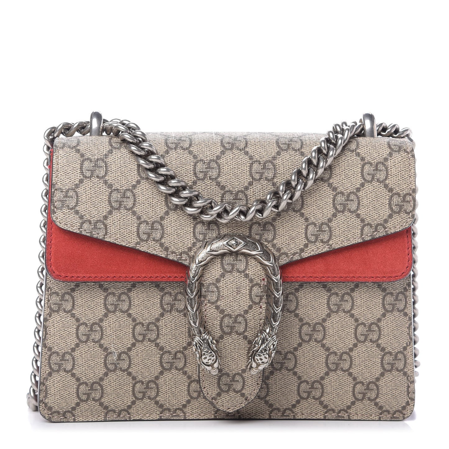 GG Supreme Monogram Mini Dionysus Shoulder Bag Hibiscus Red