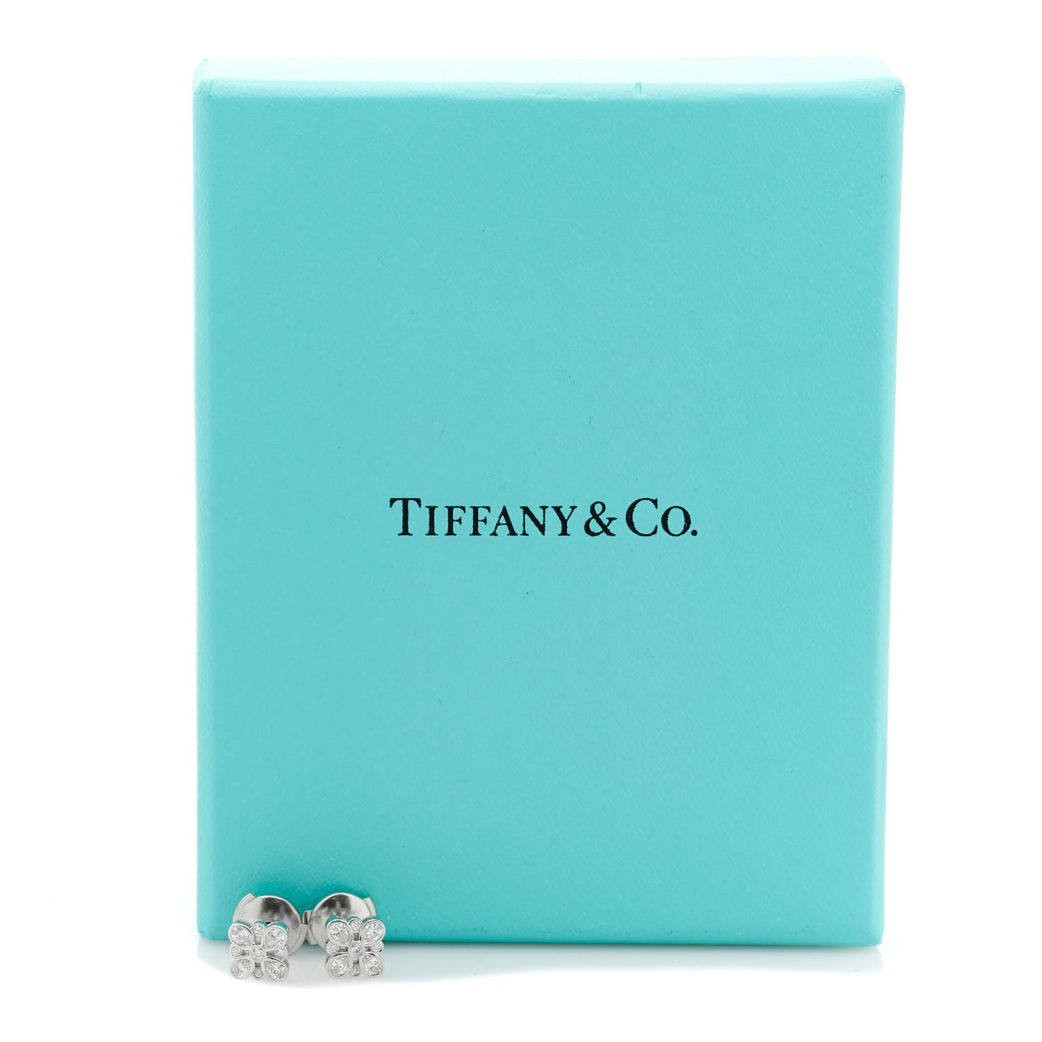Tiffany Platinum Diamond Enchant Stud Earrings 5 of 5