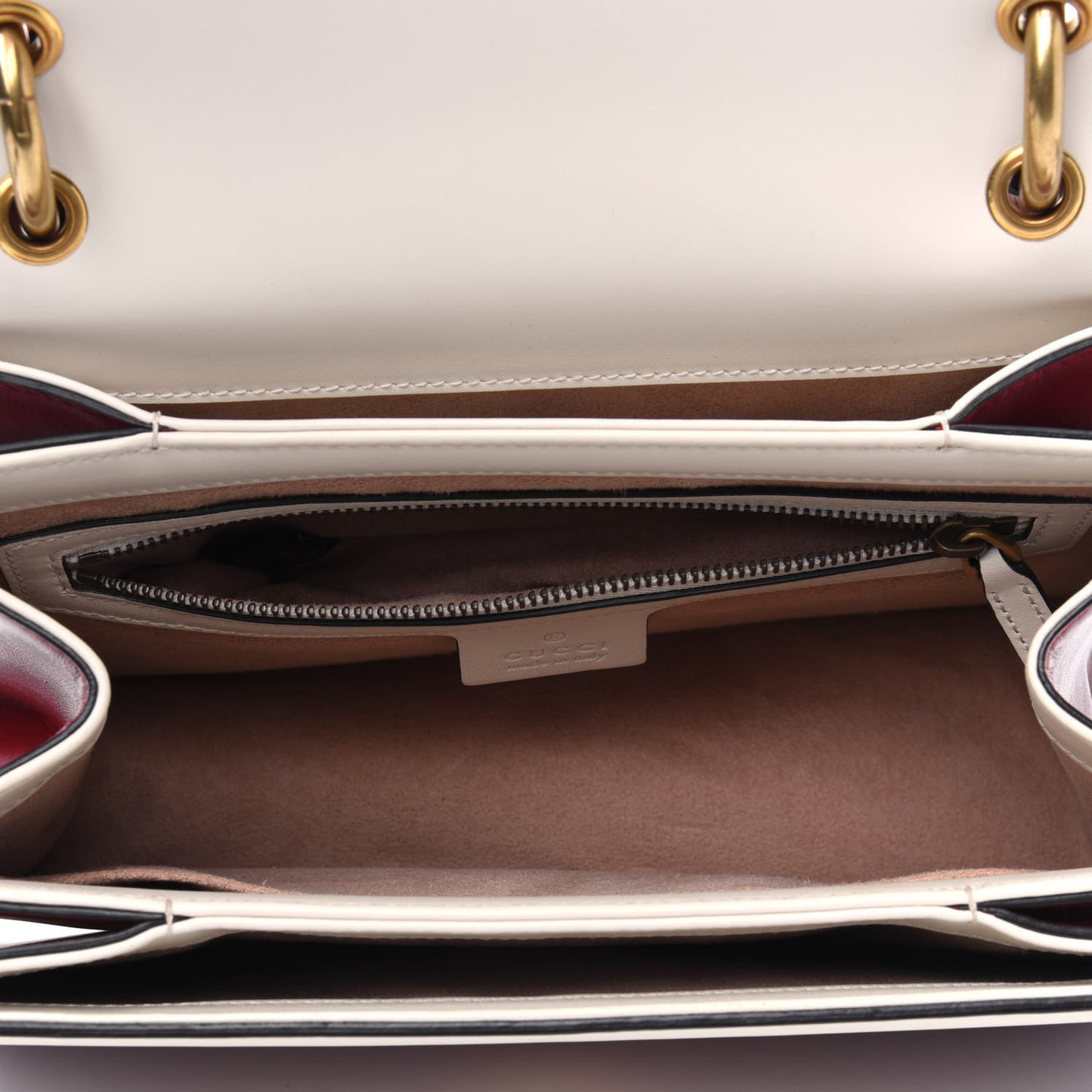 Calfskin Sylvie Web Small Queen Margaret Top Handle Bag Hibiscus Red Mystic White
