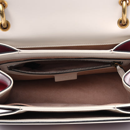 Gucci Calfskin Sylvie Web Small Queen Margaret Top Handle Bag Hibiscus Red Mystic White 4 of 5