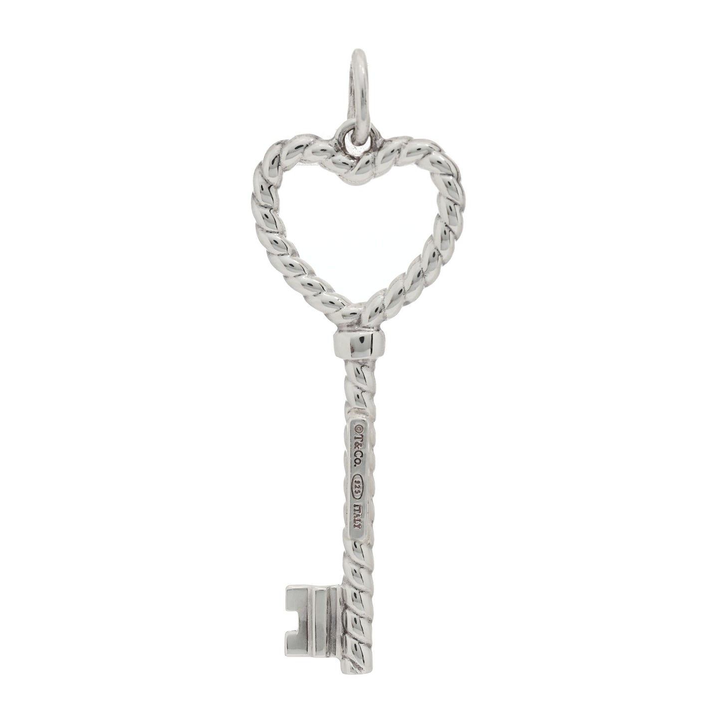Sterling Silver Twist Heart Key Pendant