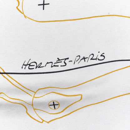 Hermes Silk Twill Le Pegase D Hermes Giant Scarf 140 Black White Or 2 of 3