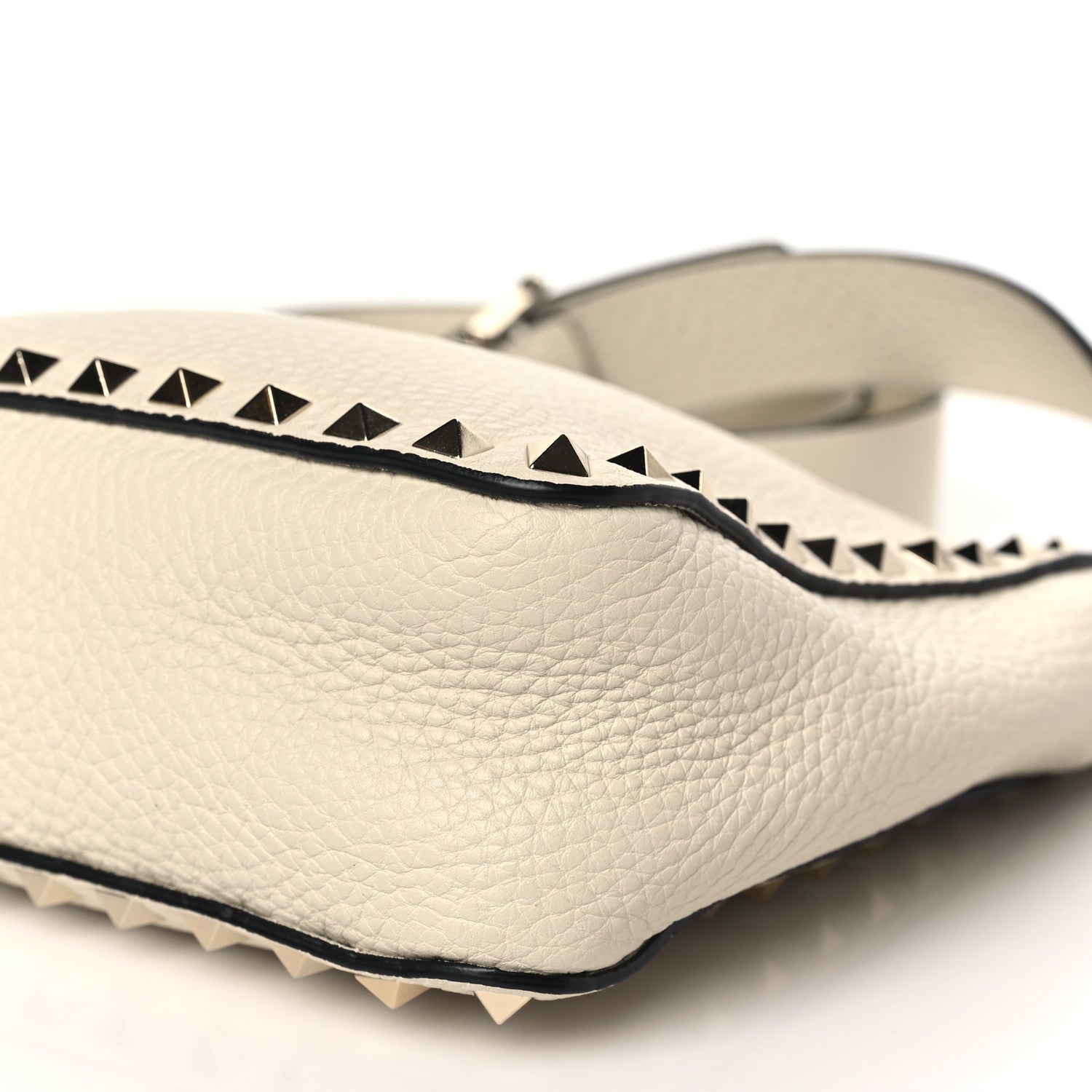 Valentino Garavani Pebbled Calfskin Mini Rockstud Flip-Lock Messenger Bag Light Ivory 8 of 8