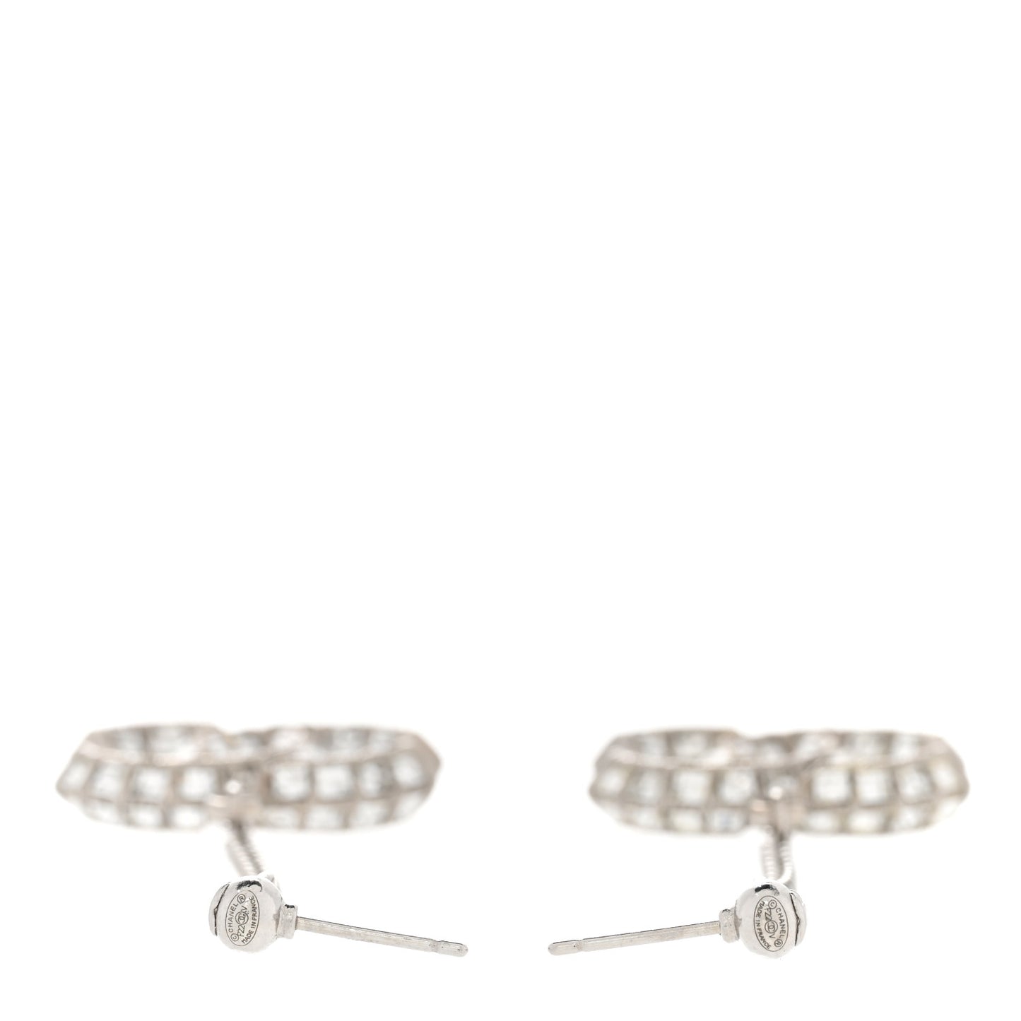 Baguette Crystal CC Drop Earrings Silver