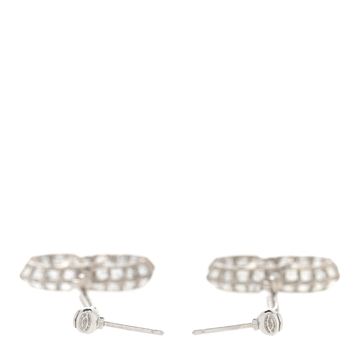 Chanel Baguette Crystal CC Drop Earrings Silver 3 of 4