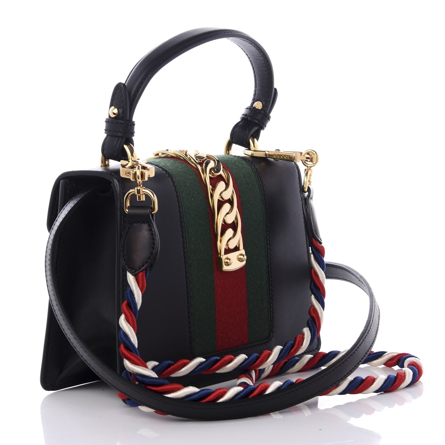 Gucci Calfskin Mini Sylvie Top Handle Bag Black 2 of 8