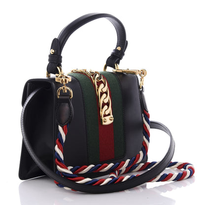Gucci Calfskin Mini Sylvie Top Handle Bag Black 2 of 8