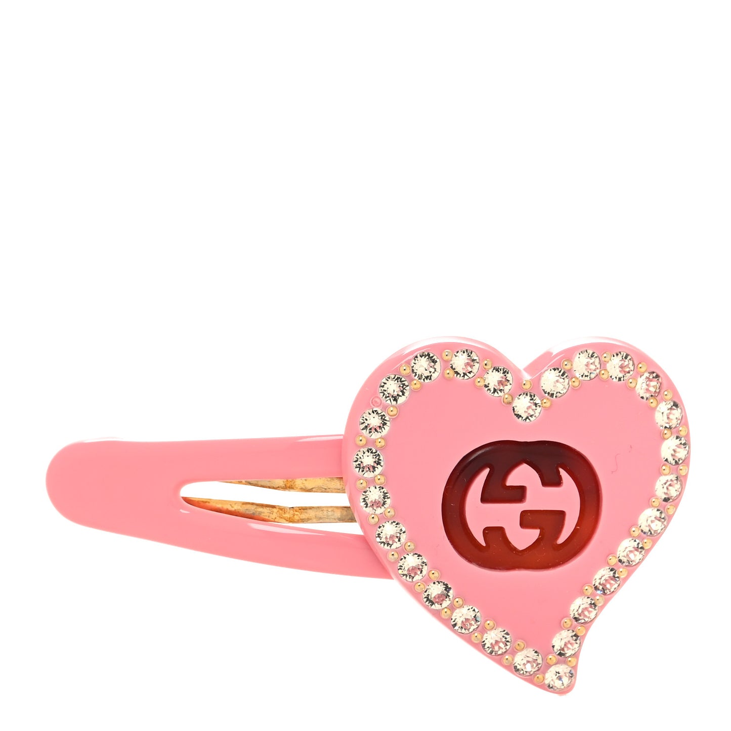 Resin Crystal Heart Hair Barrette Pink