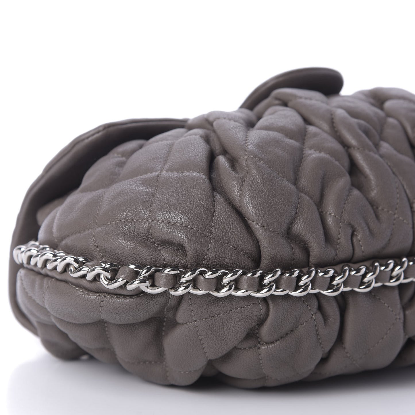 Washed Lambskin Quilted Medium Chain Around Flap Taupe