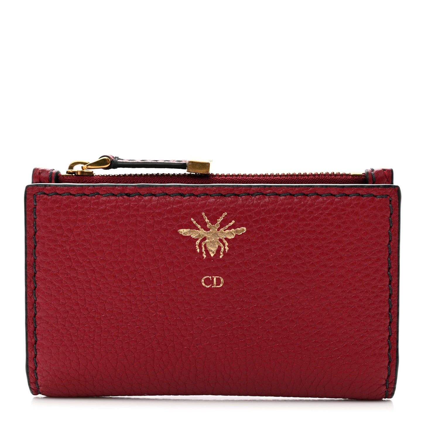 Calfskin D-Bee Wallet Dark Red