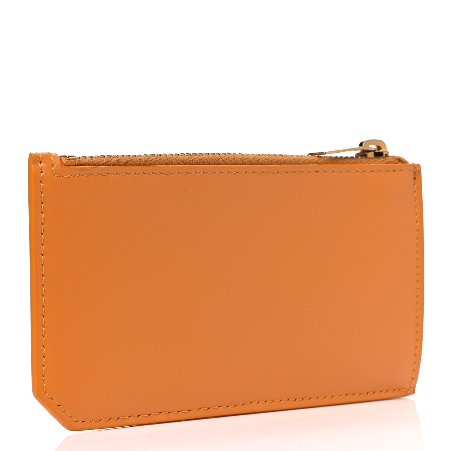 Calfskin 5 Fragments Zip Pouch Card Holder Senape Yellow