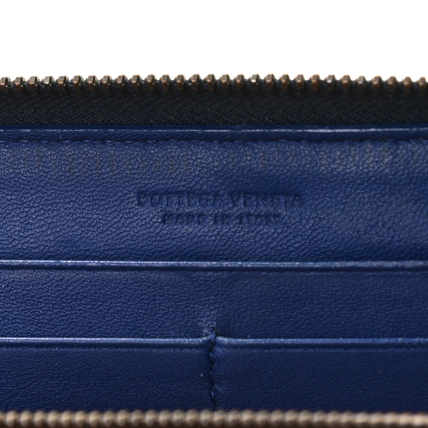 Nappa Intrecciato Zip Around Wallet Denim