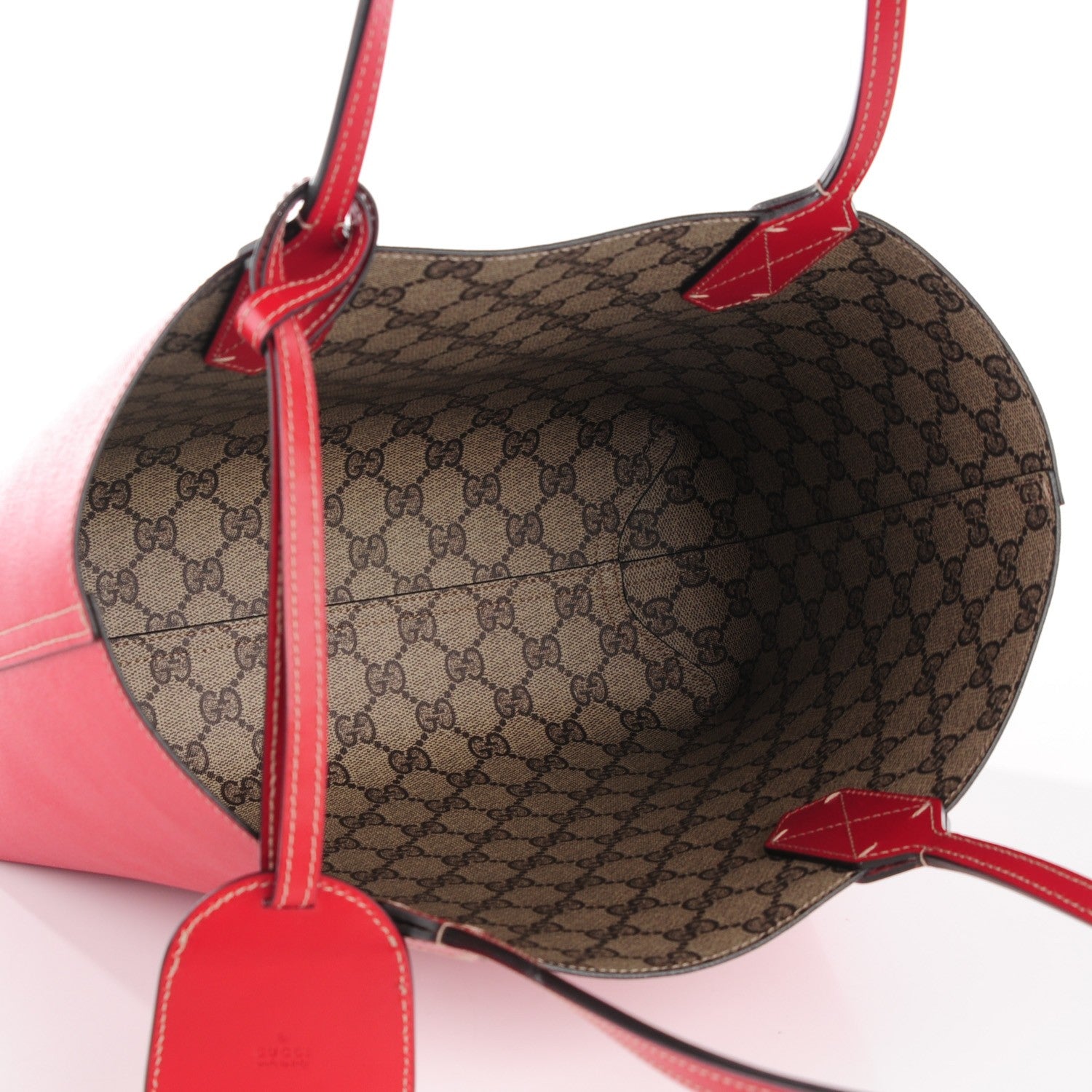 Gucci GG Supreme Monogram Small Reversible Tote Beige Red 5 of 7