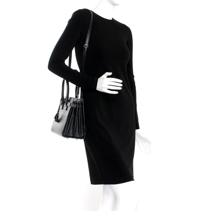 Saint Laurent Calfskin Crocodile Embossed Baby Sac de Jour Black 2 of 7