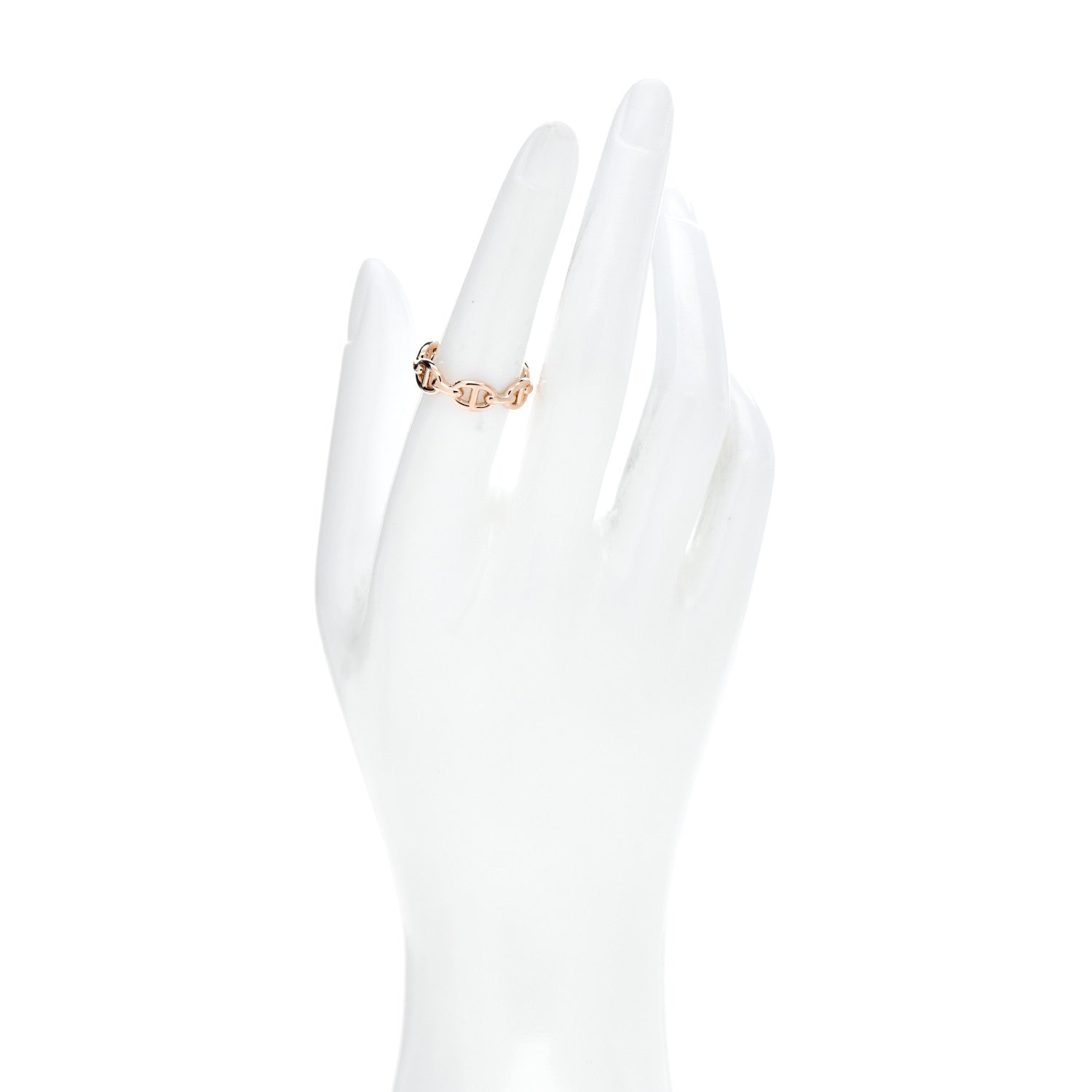 Hermes 18K Rose Gold PM Chaine D'Ancre Enchainee Ring 54 6.75 2 of 4