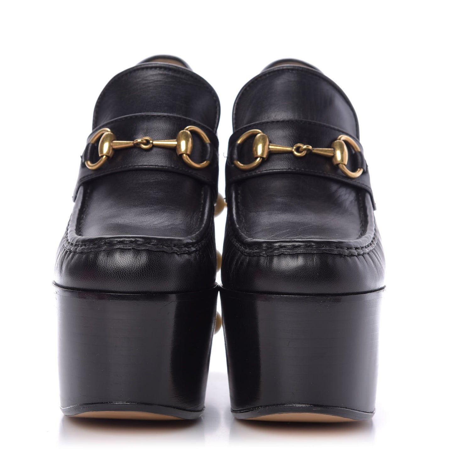 Malaga Kid Pearl Studded Vegas Platform Loafers 37.5 Black