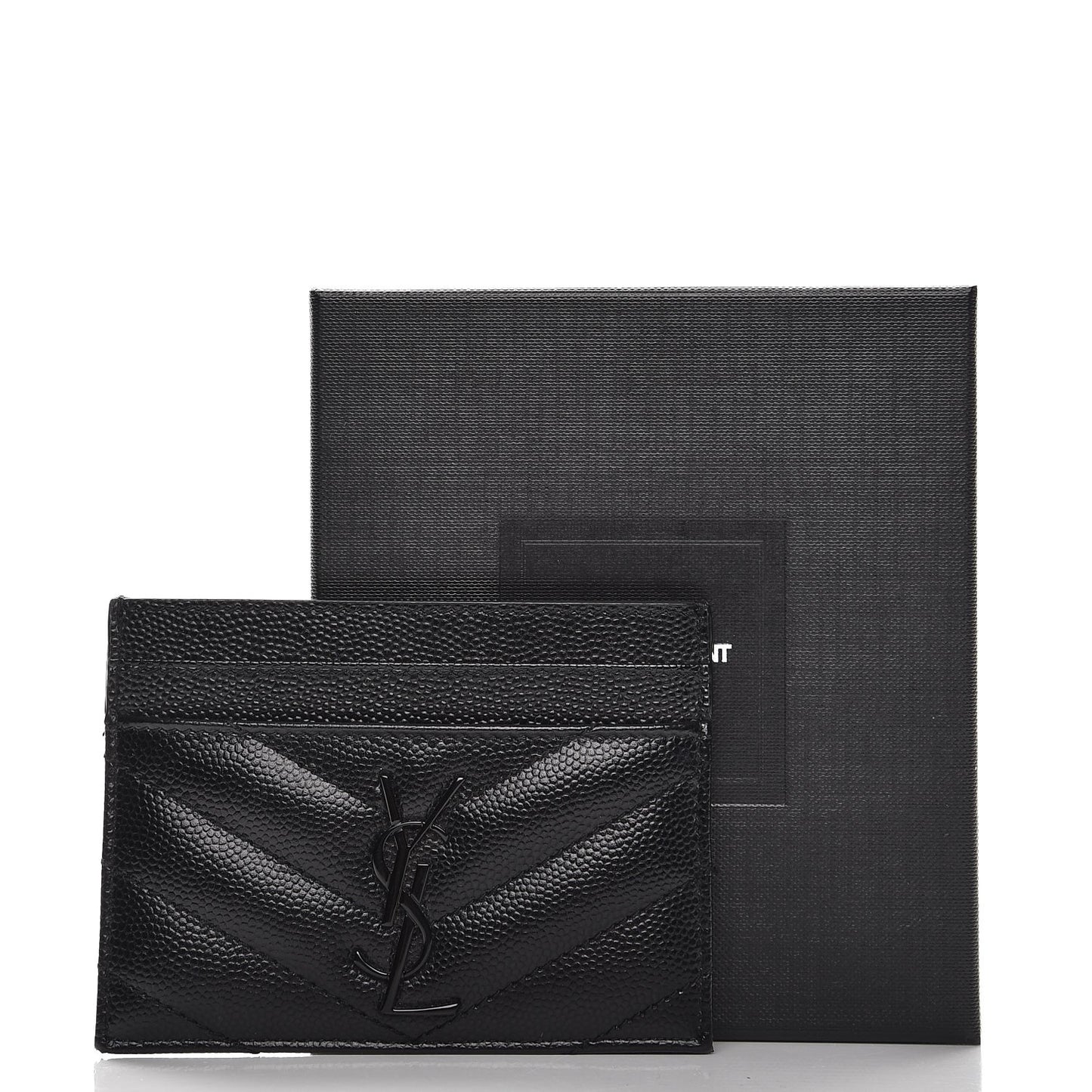 Grain De Poudre Matelasse Chevron Monogram Credit Card Case Black