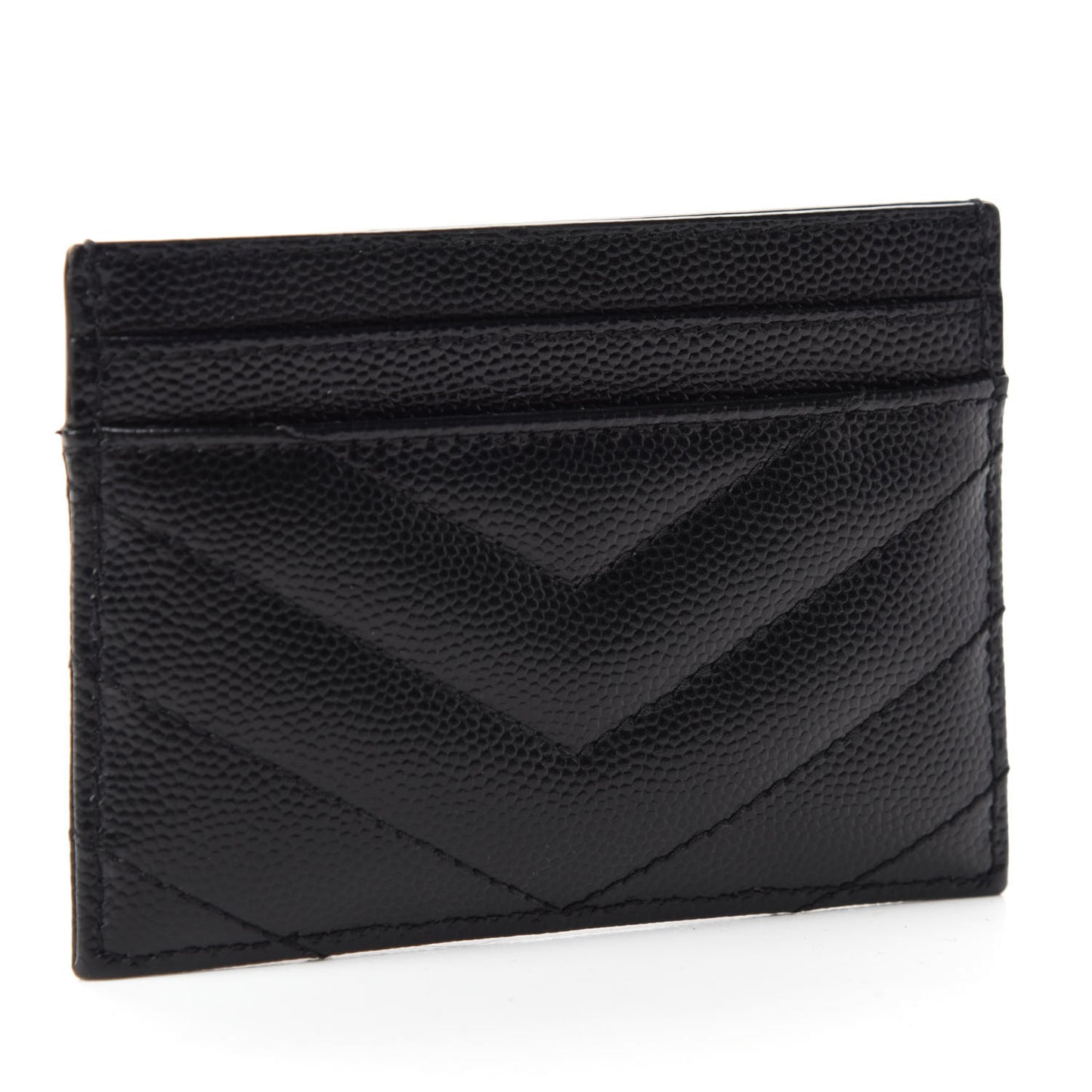 Grain De Poudre Matelasse Chevron Monogram Credit Card Case Black