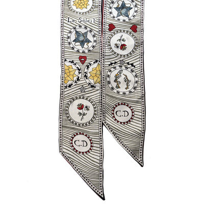 Christian Dior Silk Le Soleil Tarot Mitzah Scarf Off White 2 of 3