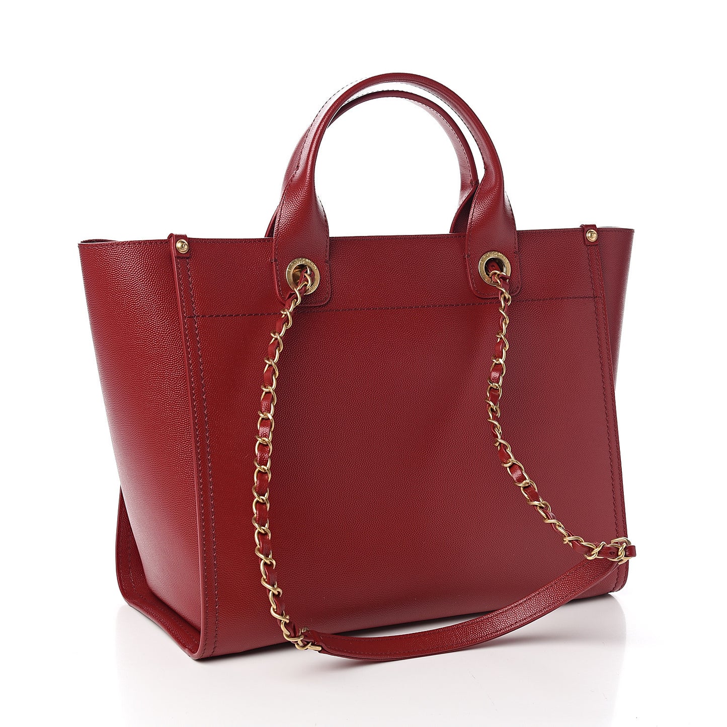 Caviar Small Studded Deauville Tote Red