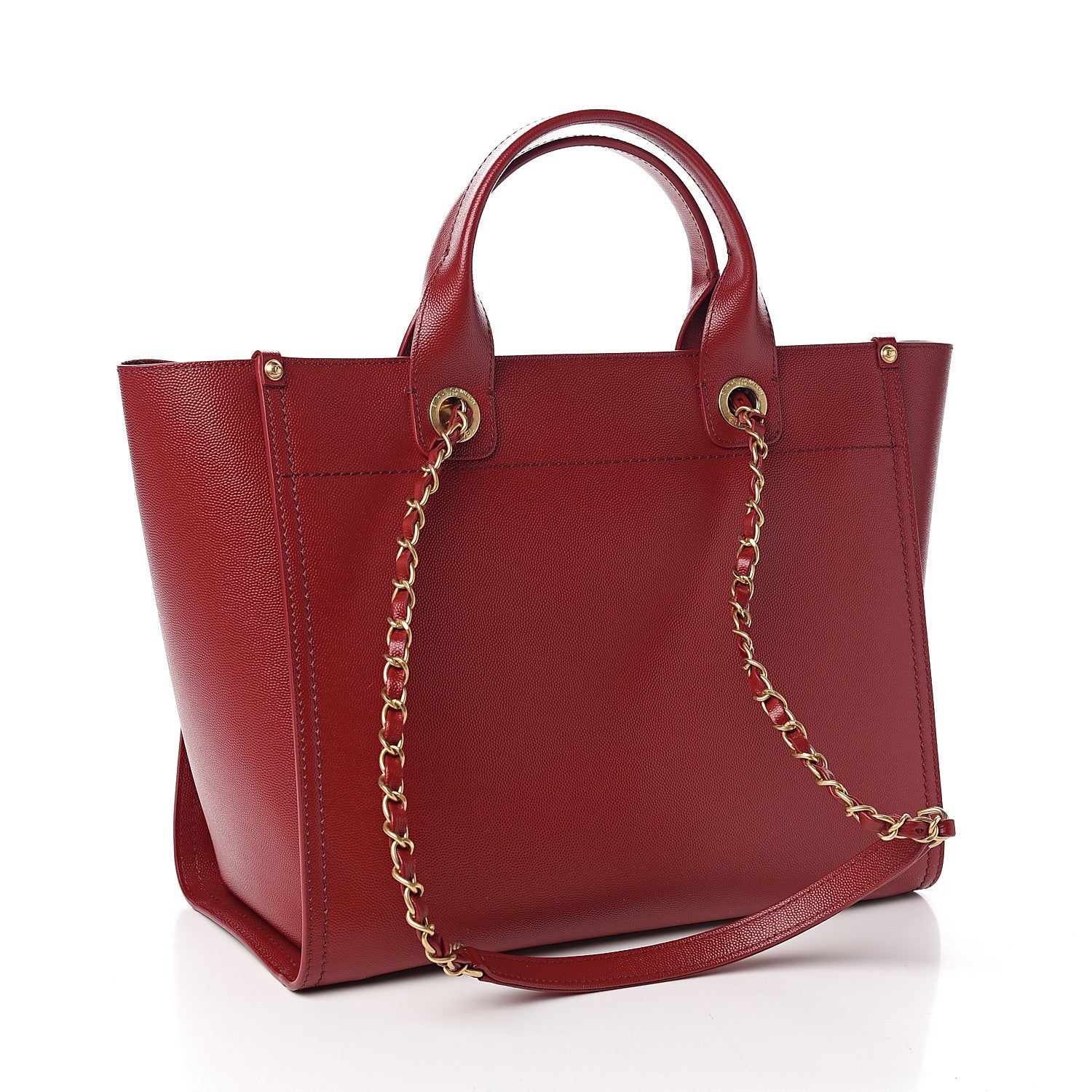 Chanel Caviar Small Studded Deauville Tote Red 2 of 9