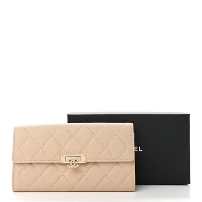 Chanel Caviar Quilted Large Golden Class Gusset Flap Wallet Beige 13 of 13