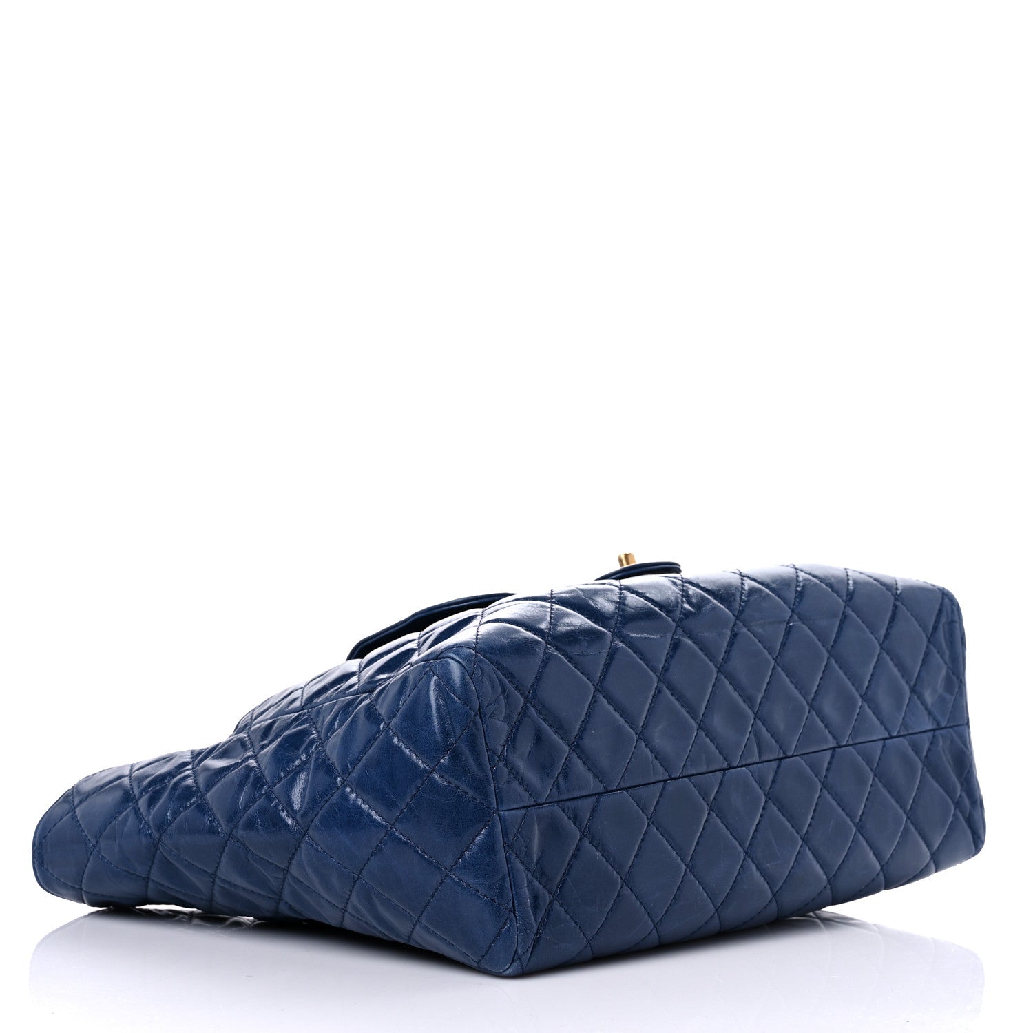 Chanel Glazed Calfskin Quilted Large Front Pocket Tote Blue 4 of 17