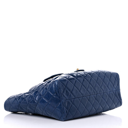 Chanel Glazed Calfskin Quilted Large Front Pocket Tote Blue 4 of 17
