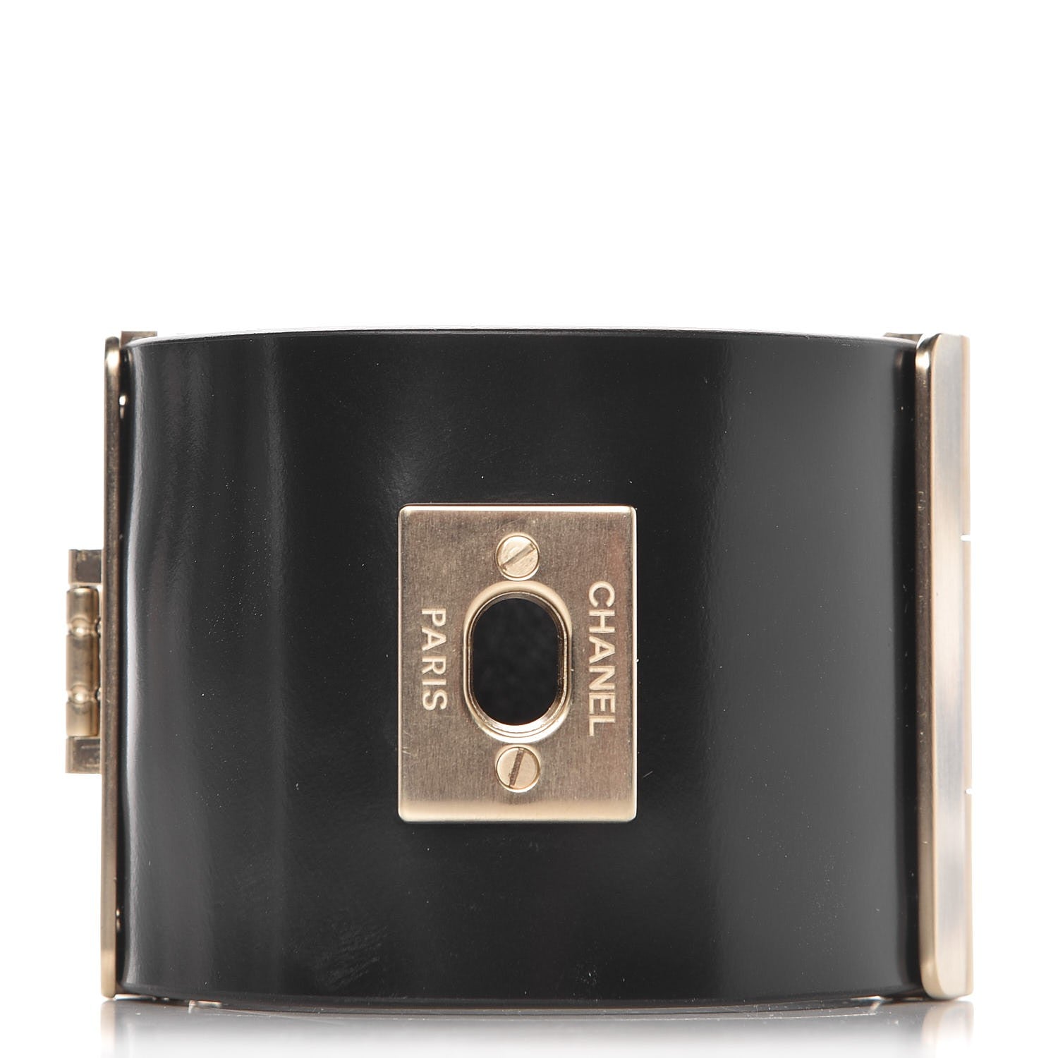 Chanel Glazed Calfskin CC Wide Cuff Black 1 of 6