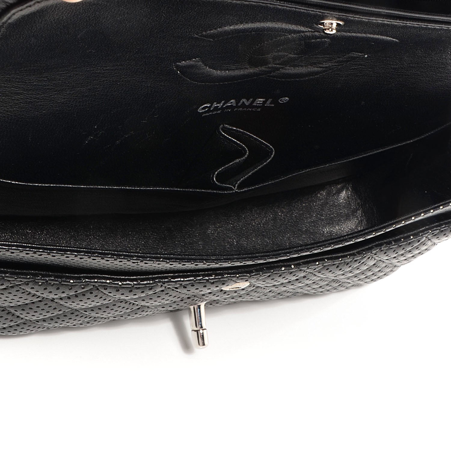 Chanel Lambskin Perforated Medium Double Flap Black 5 of 8