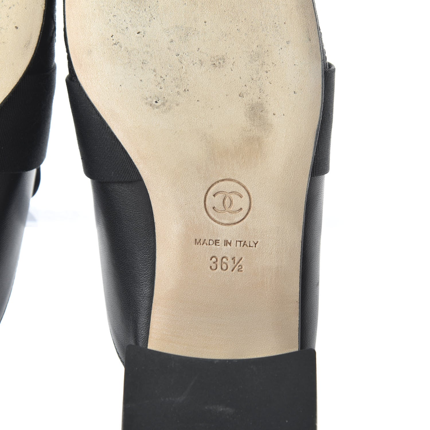 Chanel Lambskin Grosgrain Cap Toe CC Mules 36.5 Black 6 of 9
