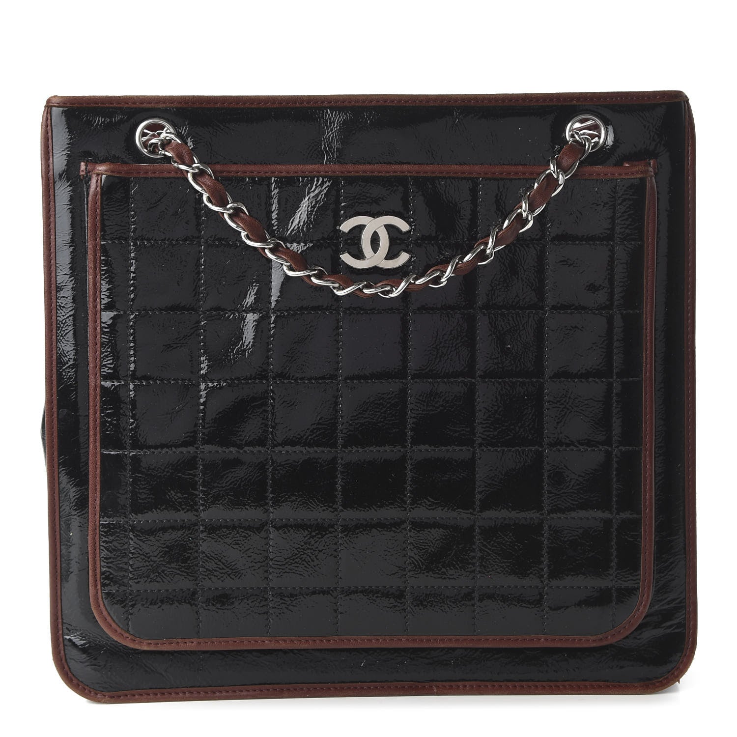 Chanel Patent Chocolate Bar Quilted Tote Black 1 of 10