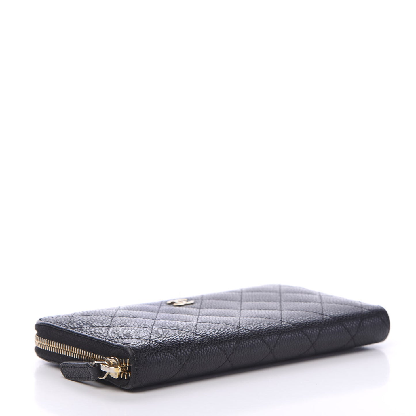 Caviar Quilted Large Gusset Zip Around Wallet Black